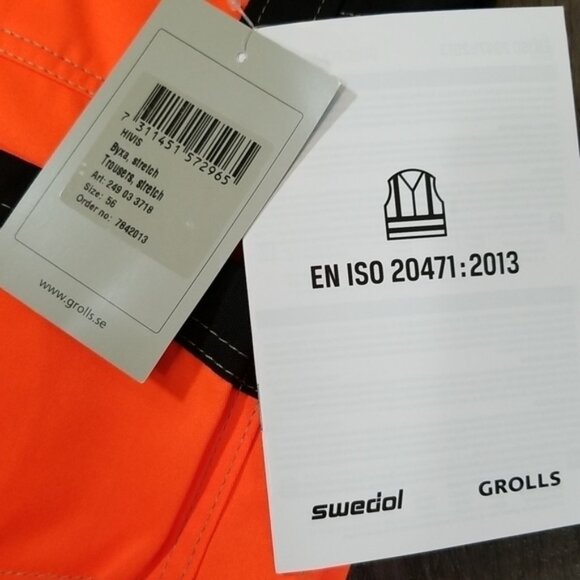 Men's Bjornklader Hivis Work Pants Orange Black US 40/EU 56 - Picture 5 of 8